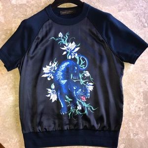 KIM JONES x LOUIS VUITTON Iconic SS15 Panther Silk Short Sleeved Sweater, Size M
